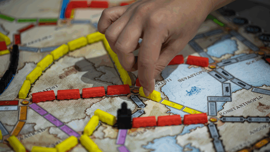 Person playing a board game